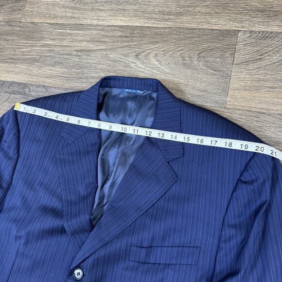Read*** Canali 2 Piece Suit US 44L Pants 36x32 Blue Striped 100% Wool Two Button - Picture 8 of 16